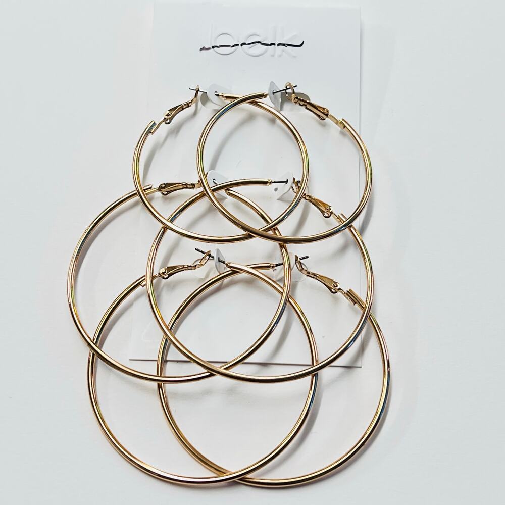 Belk Gold Classic Hoop Earrings Set of 3